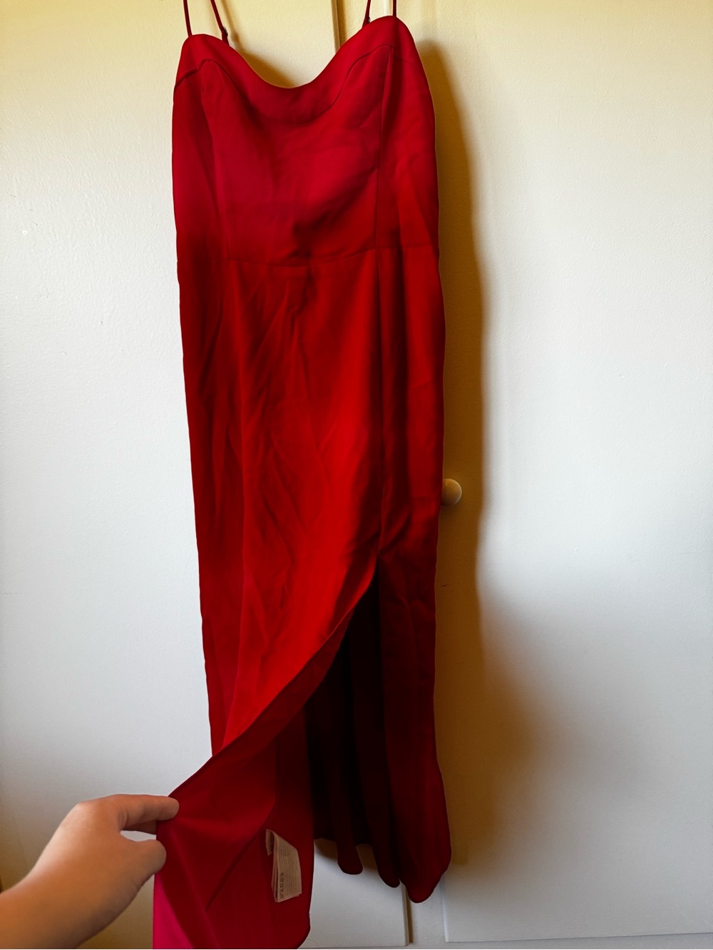 Abercrombie & Fitch Red Satin Spaghetti Strap Dress